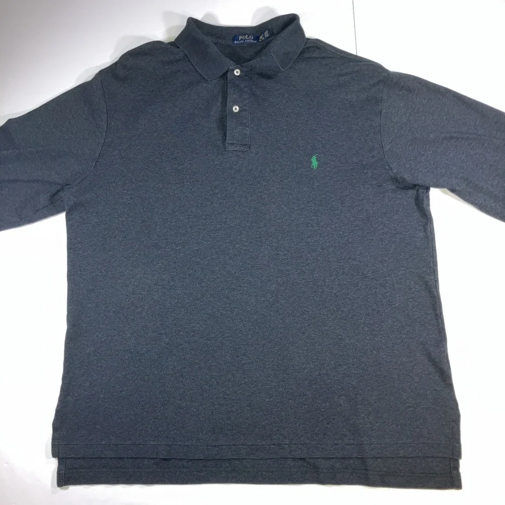Polo Ralph Lauren Long Sleeve Polo Mens 2XLT Big Tall Charcoal Heather Pony